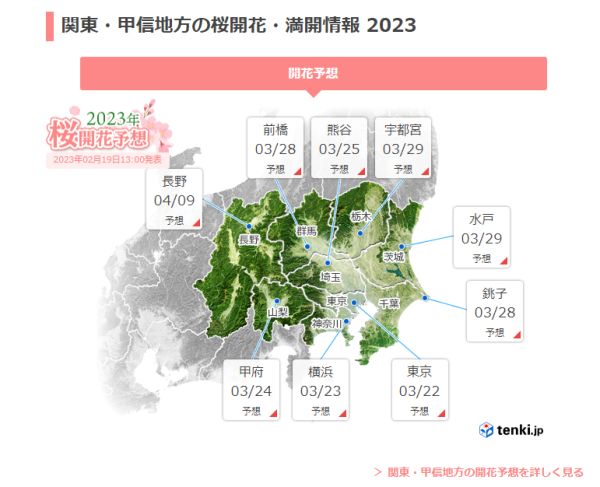 2023年桜開花・満開情報